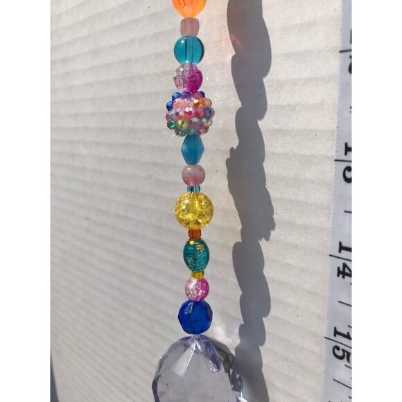 Beaded Suncatcher Light Purple Crystal Prism Hanging Patio Decor Yard Art - Picture 5 of 10